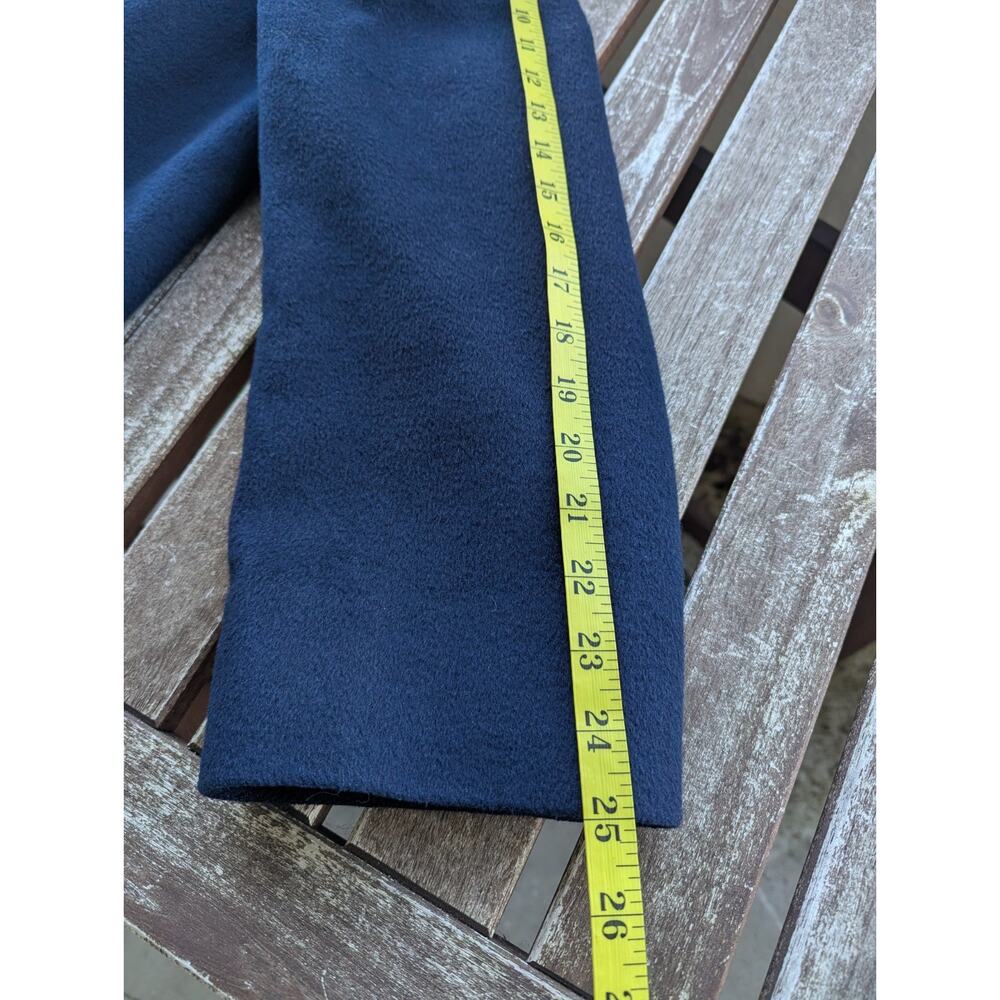 💜Perry Ellis 1980s Navy Wool Maxi Coat Faux Fur Collar - Picture 15 of 15
